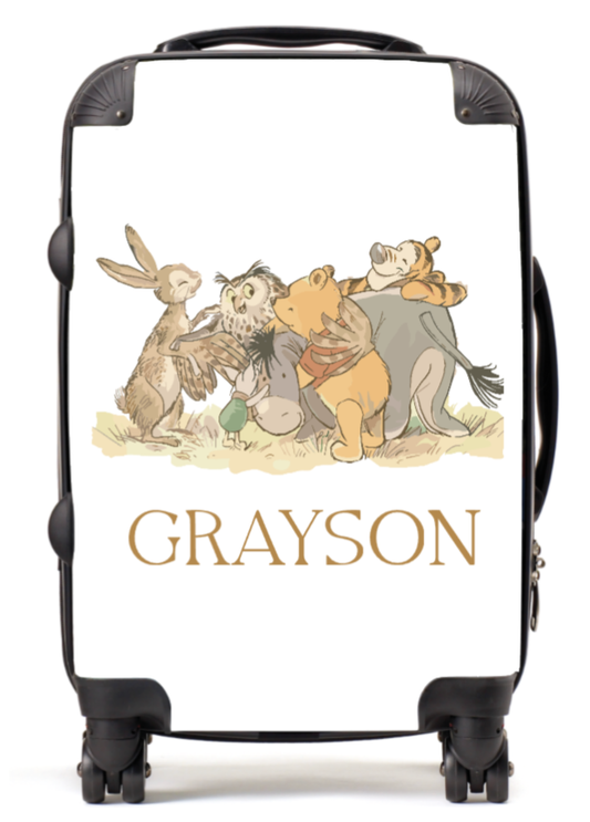 Personalised Vintage Winnie pooh & Friends  Suitcase and changing bag