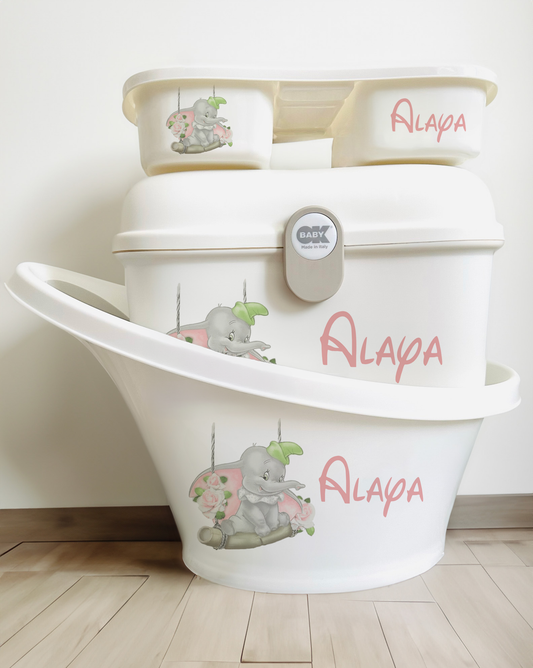 Shnuggle bath personalised set D elephant
