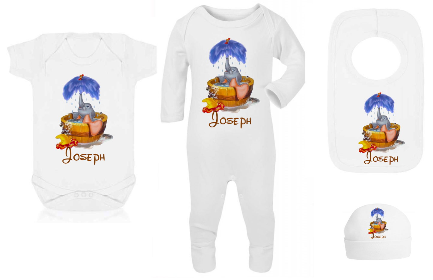 Ok baby bath personalised set D elephant vintage