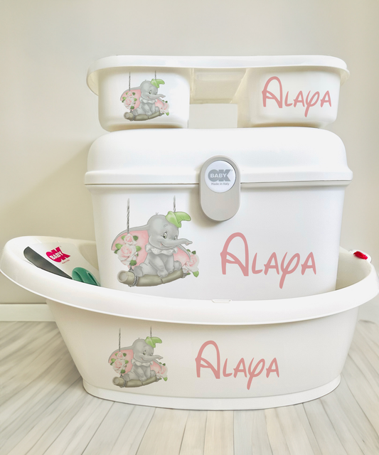 Ok baby bath personalised set D elephant