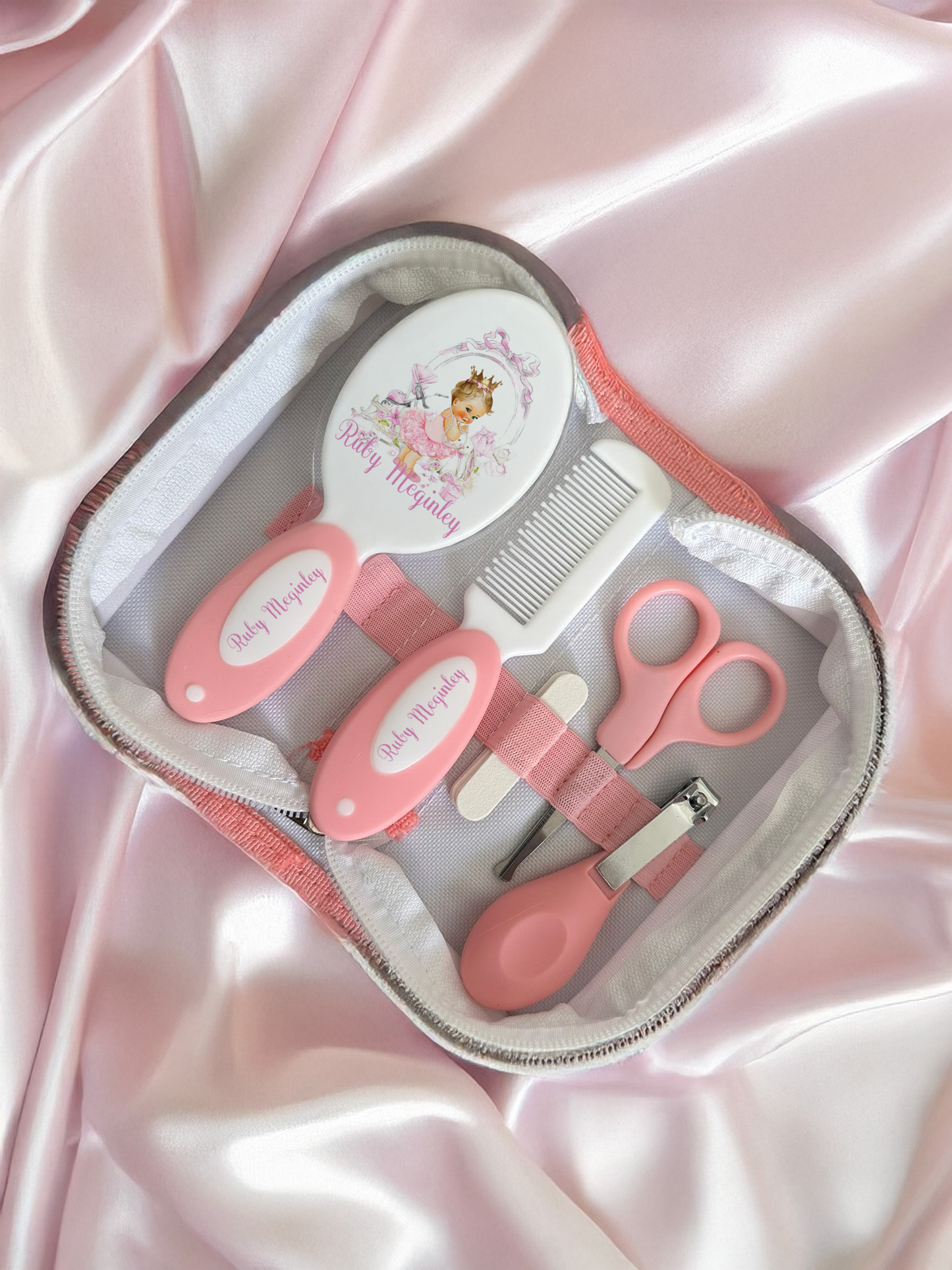 Shnuggle personalised baby bundle lux pink blonde