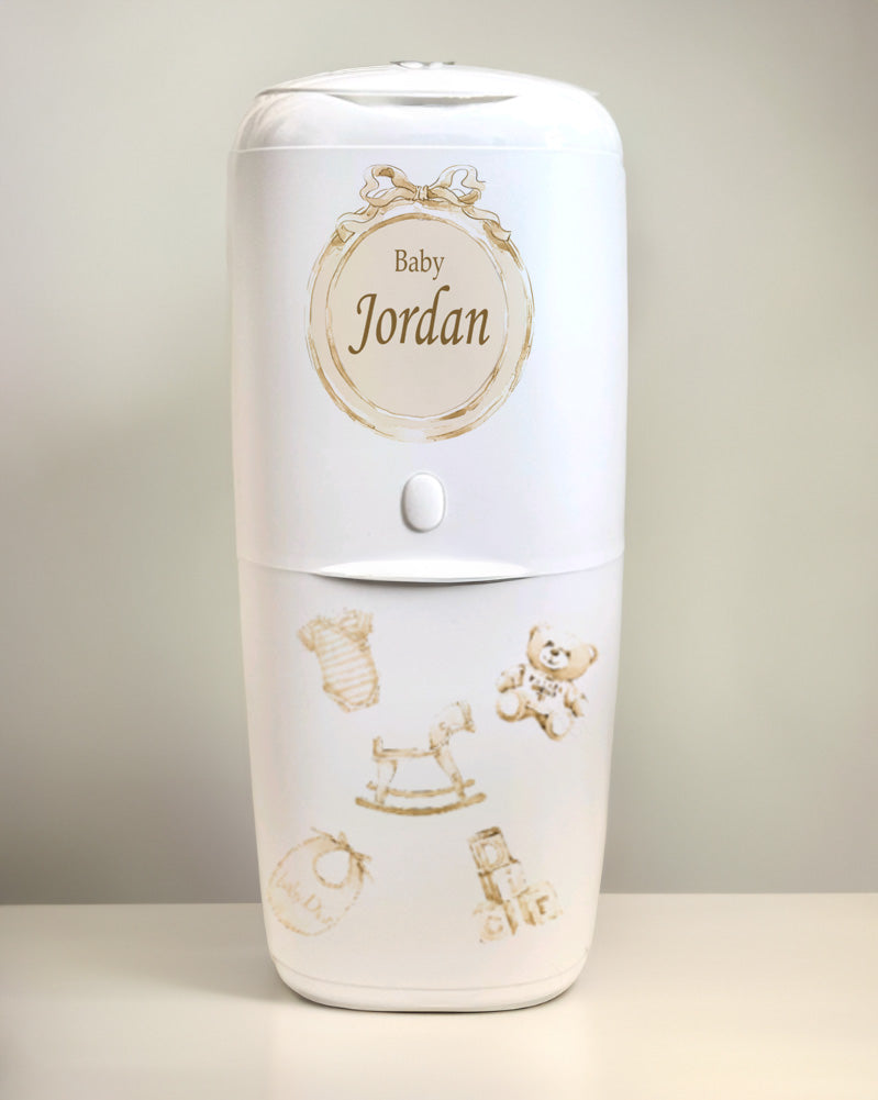 Angelcare Nappy Disposal System with 1 Refill Personalised Lux Cream