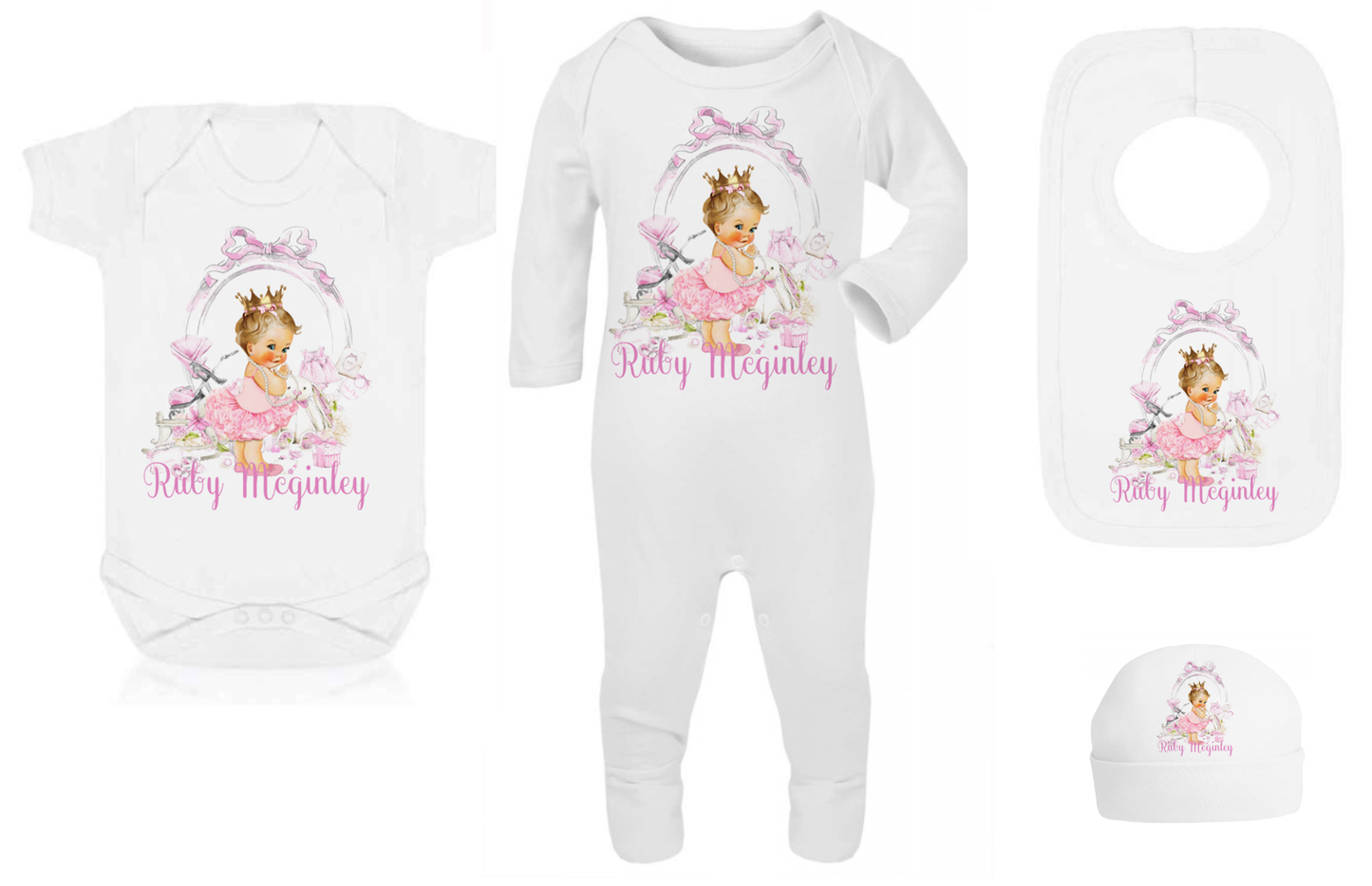 Shnuggle personalised baby bundle lux pink blonde