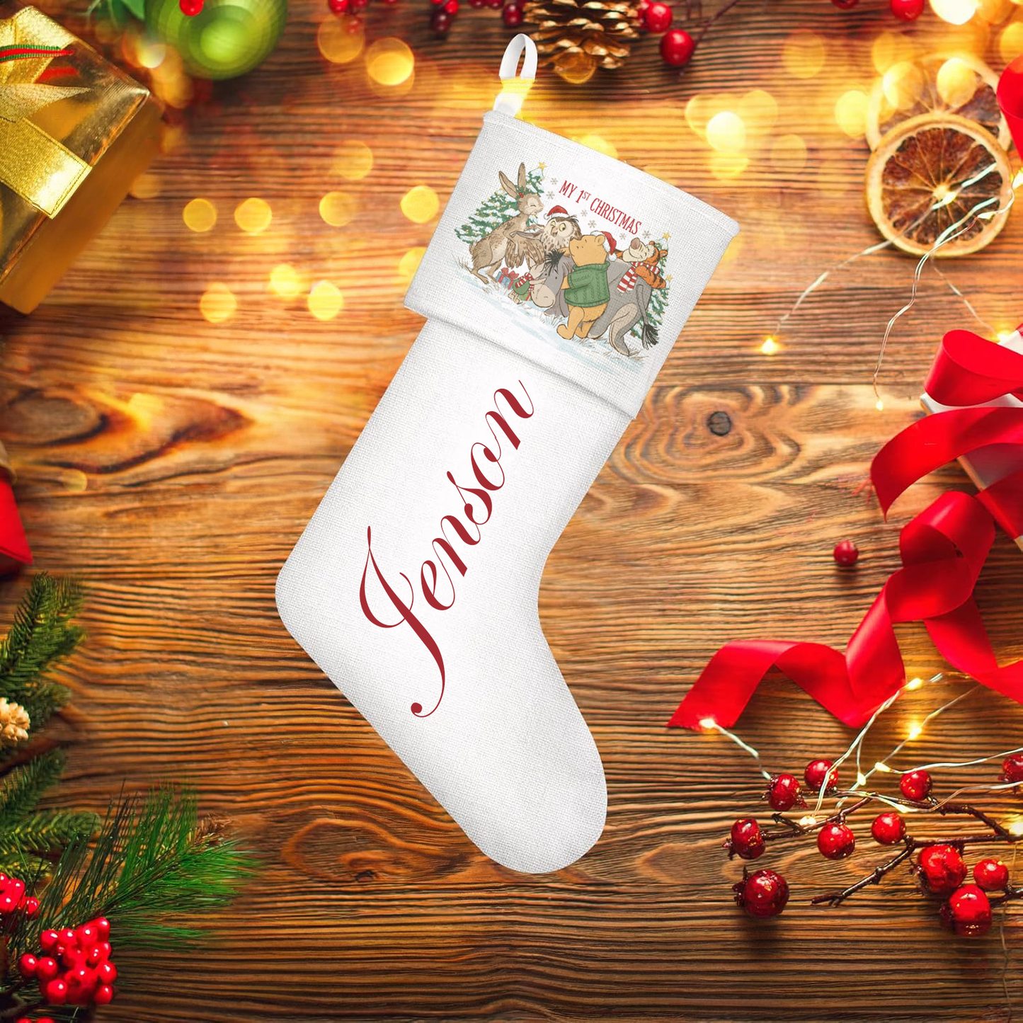 Christmas Winnie pooh and friends personalised stocking