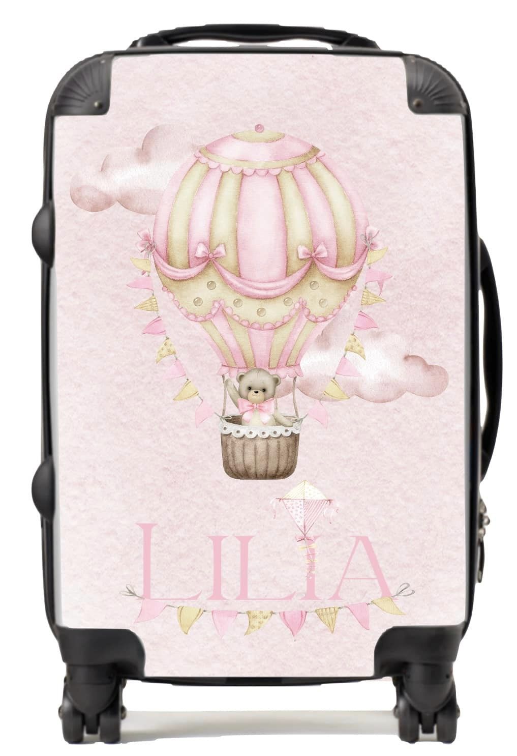 Personalised Suitcase Hotair Balloon Pink