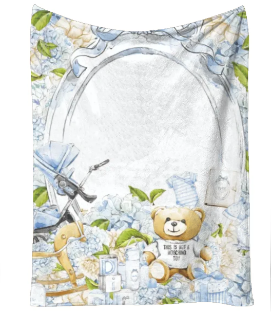 Personalised Lux blue Blanket and pillow sets