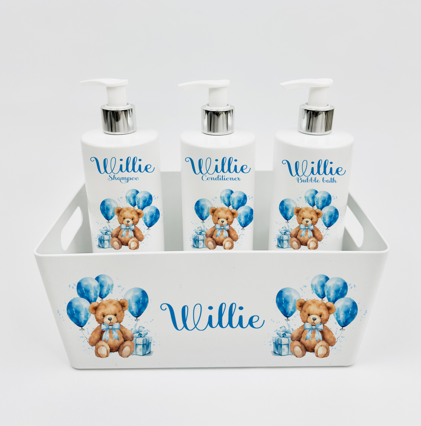Shnuggle bath personalised set Blue bear