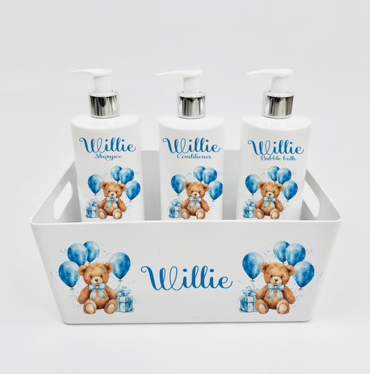 Aqua scale & Ok Baby Bath Blue balloon bear