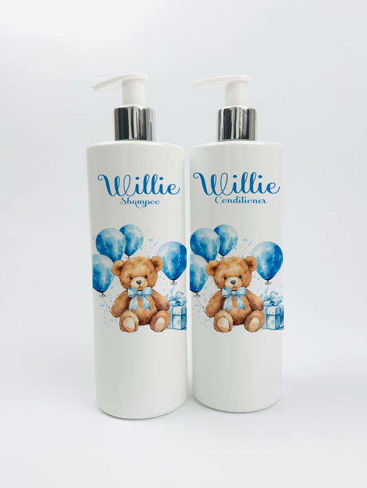 Shnuggle bath personalised set Blue bear
