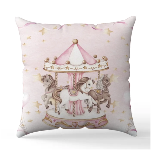 Personalised Carousel pink Blanket and pillow sets