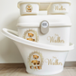 Shnuggle bath personalised set Stripe bear Cream