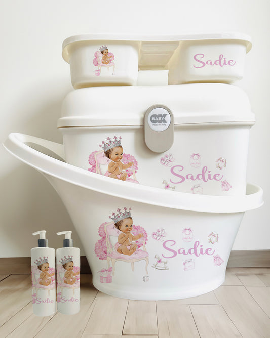 Shnuggle bath personalised set Lux Pink Throne Baby