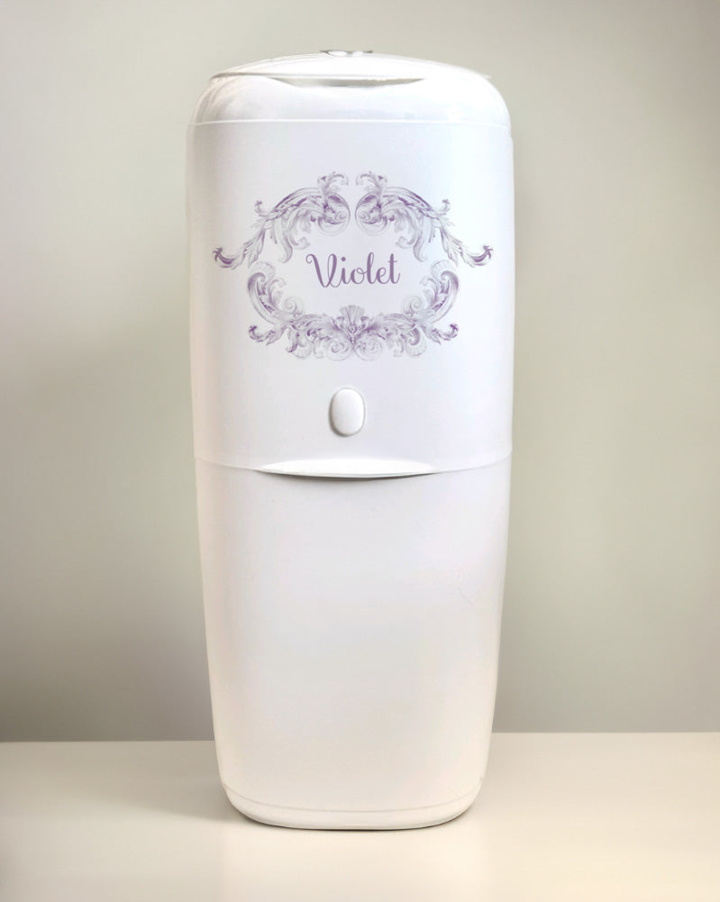 Angelcare Nappy Disposal System with 1 Refill Personalised Swirl Puple