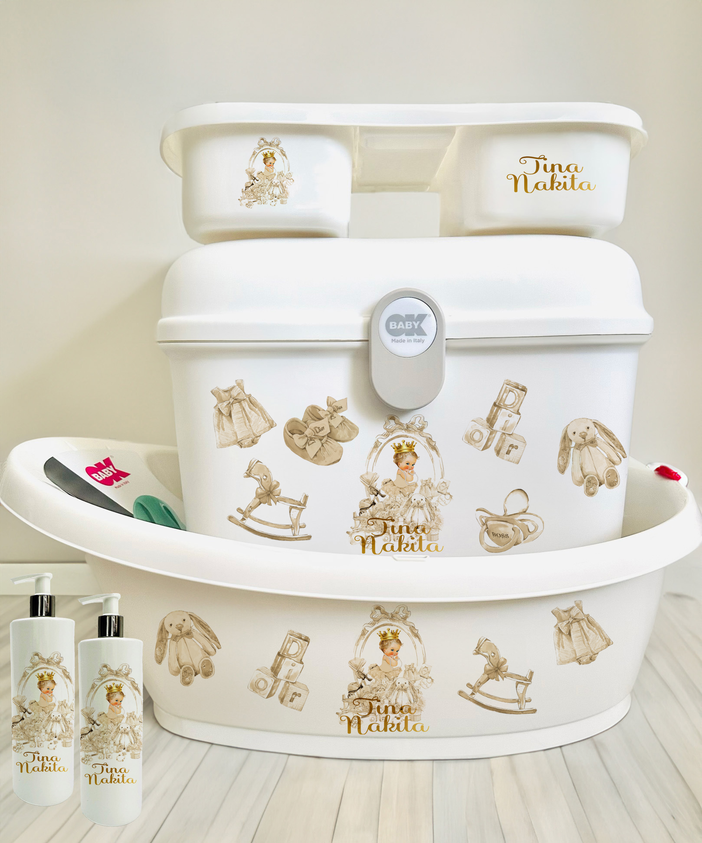 Ok Baby Personalised Lux Gold Blonde Hair Baby Bath set