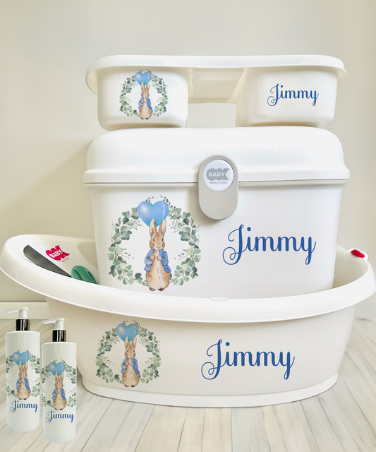 Ok baby Personalised bath set Peter Rabbit Blue