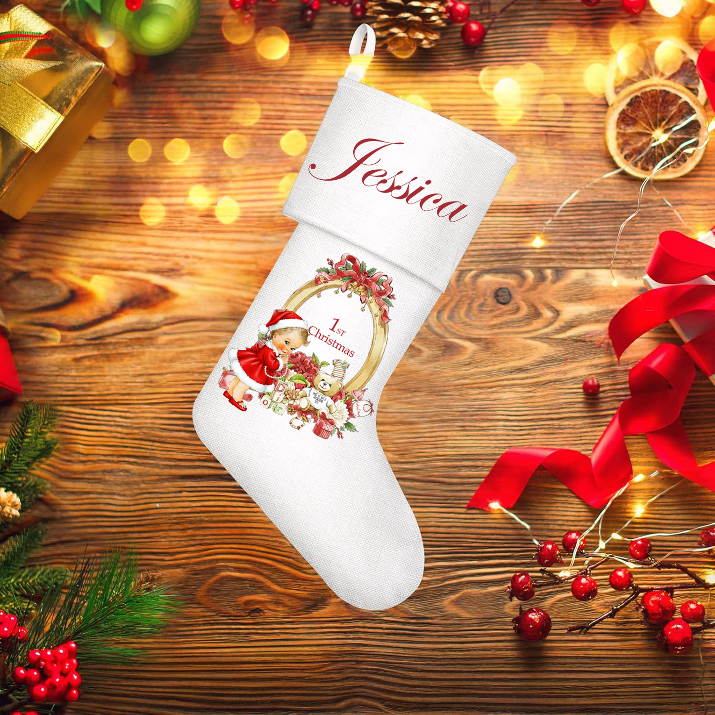 Christmas Lux girl personalised stocking