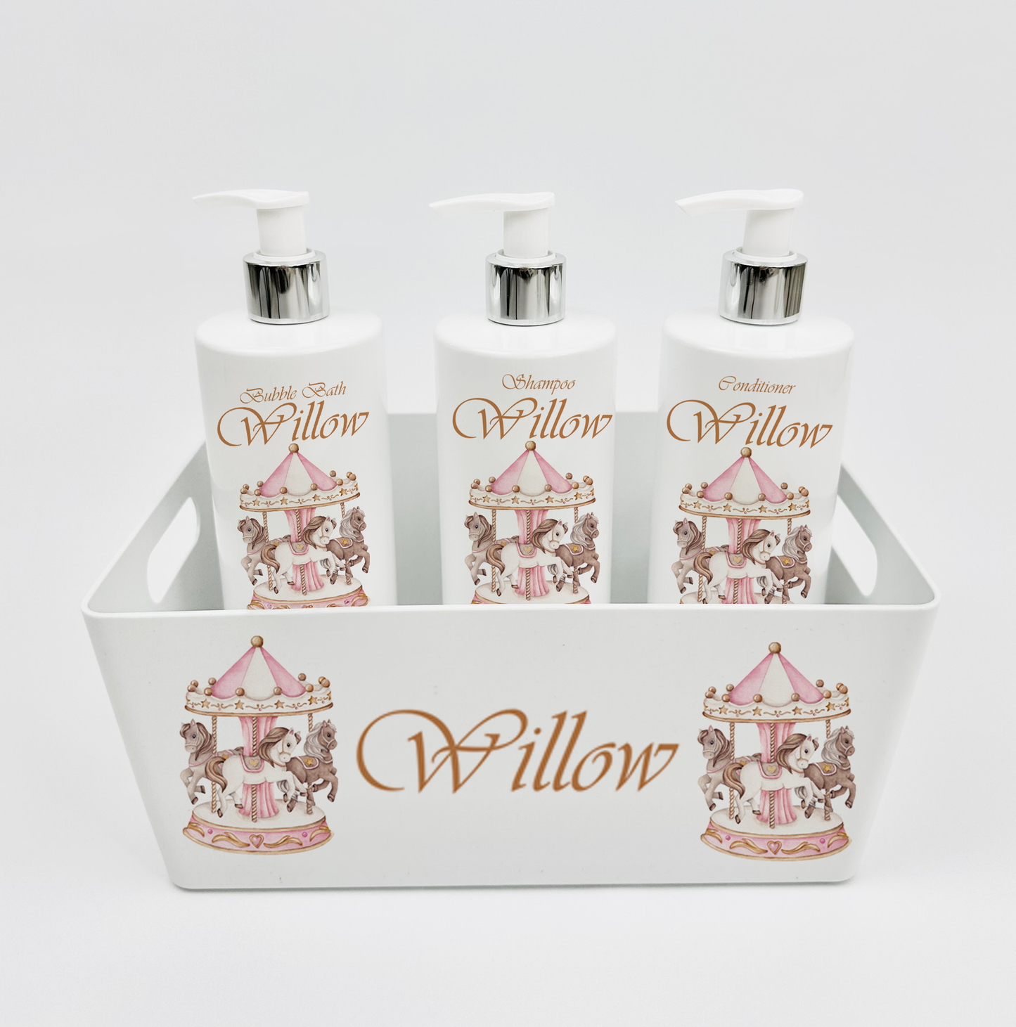 Ok baby bath personalised set Carousal Pink