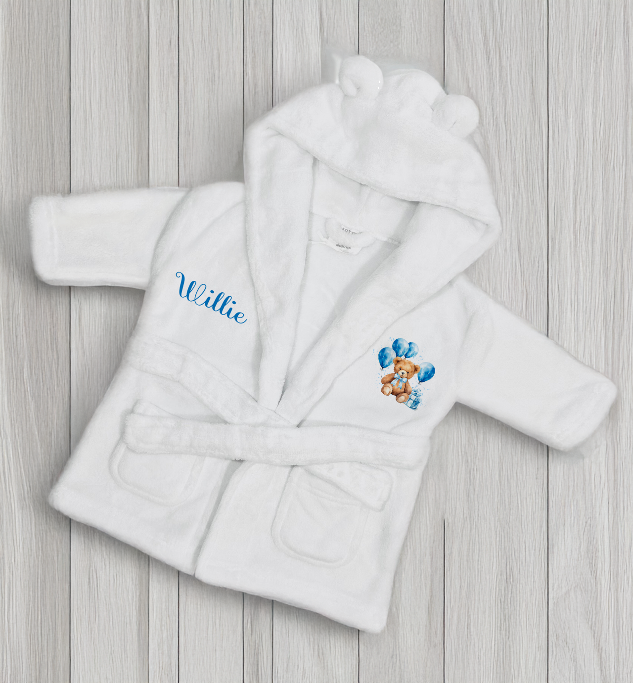 Ok baby bath personalised set Blue balloon bear