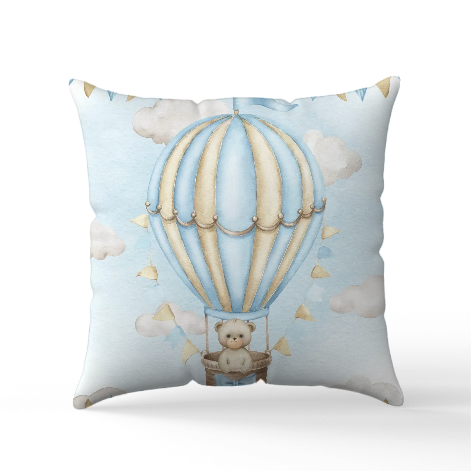 Personalised Hotair Balloon Blue Blanket and pillow sets