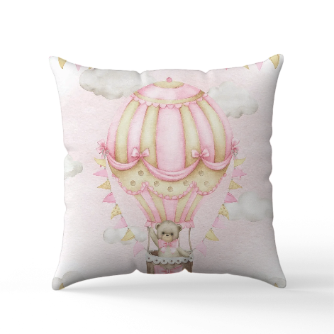 Personalised Hotair balloon pink Blanket and pillow sets