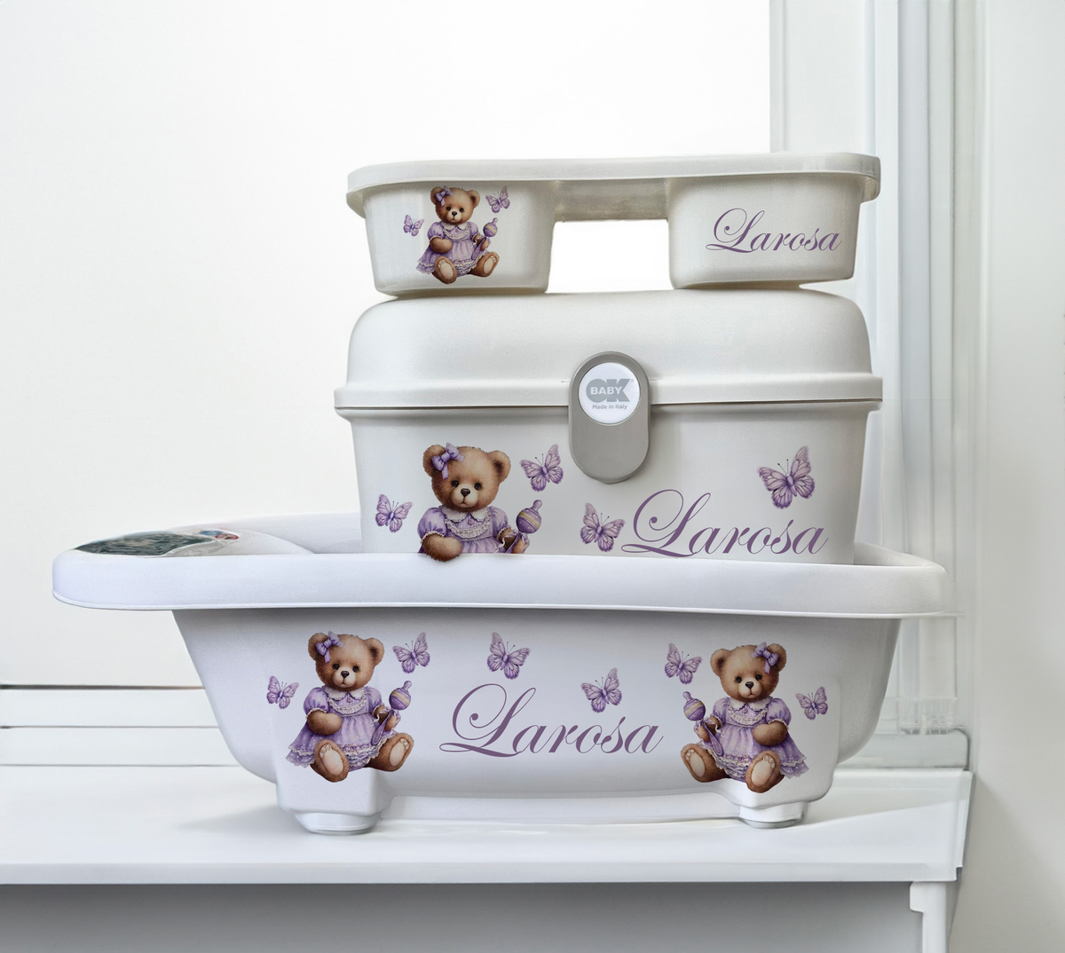 Aqua scale & Ok Baby Purple bear
