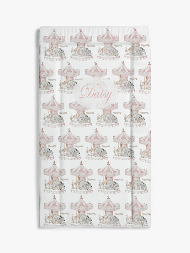 Shnuggle bath personalised set Watercolour carousal pink
