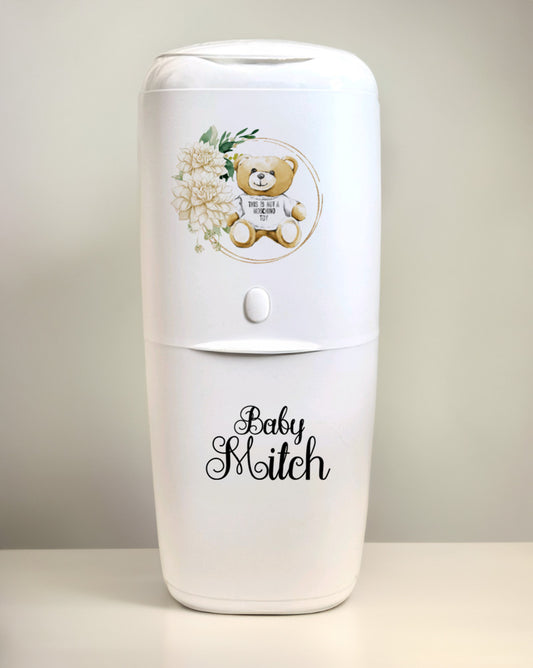 Angelcare Nappy Disposal System with 1 Refill Personalised Cream Bear