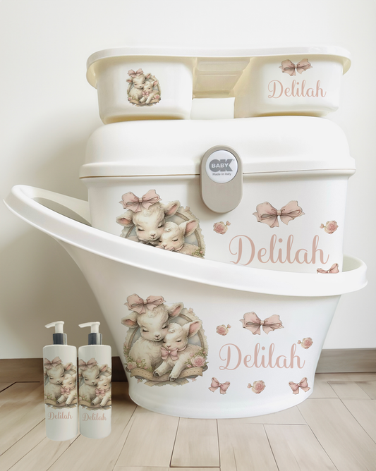 Shnuggle bath personalised set Vintage Lamb