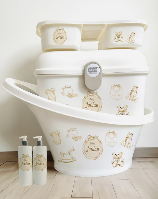 Shnuggle bath personalised set Lux Cream