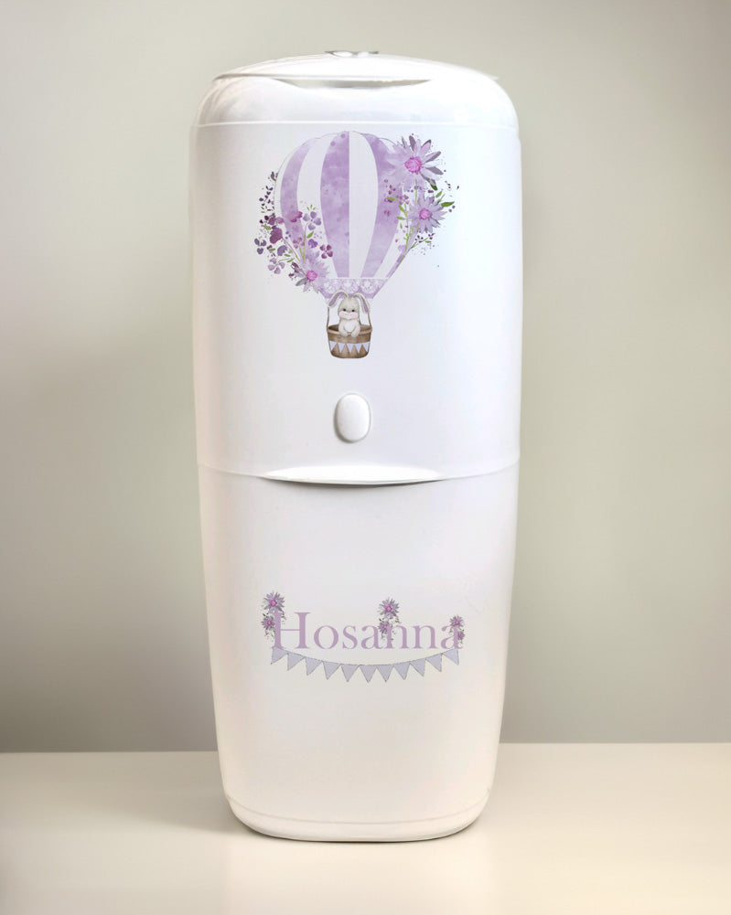 Angelcare Nappy Disposal System with 1 Refill Personalised Hotair Balloon Purple