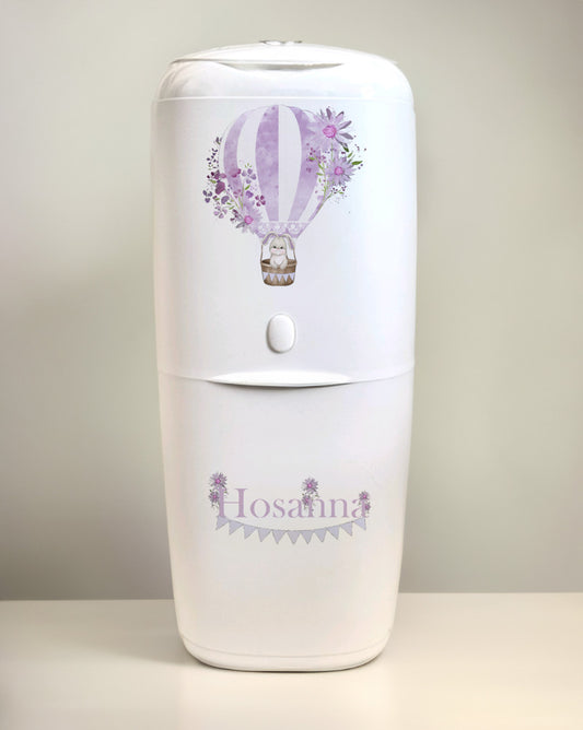 Angelcare Nappy Disposal System with 1 Refill Personalised Hotair Balloon Purple