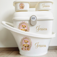 Shnuggle bath personalised set Stripe bear Pink