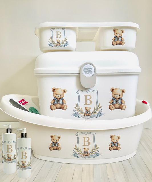 Shnuggle bath personalised set monogram bear