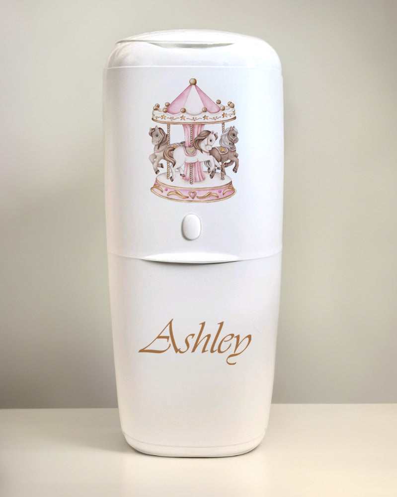 Angelcare Nappy Disposal System with 1 Refill Personalised Carousal Pink