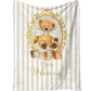 Personalised Stripe Cream Bear Blanket and pillow sets