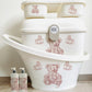Shnuggle bath personalised set vintage bear pink