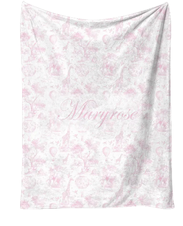 Personalised Saffari Pink Blanket and pillow sets