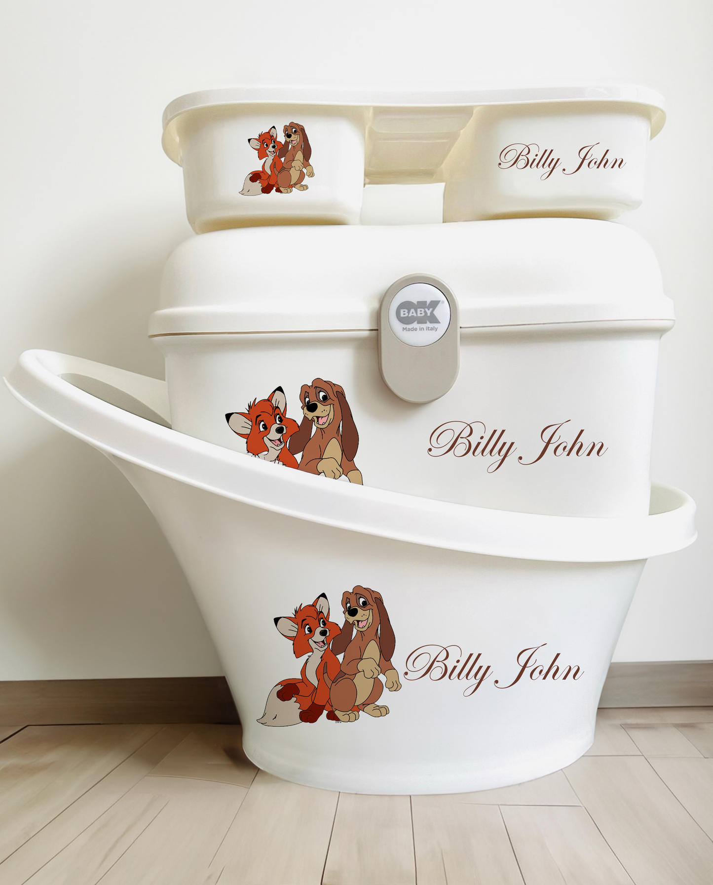 Shnuggle bath personalised set D fox