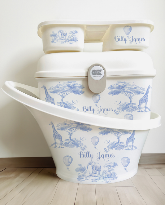 Shnuggle bath personalised set Safari Blue