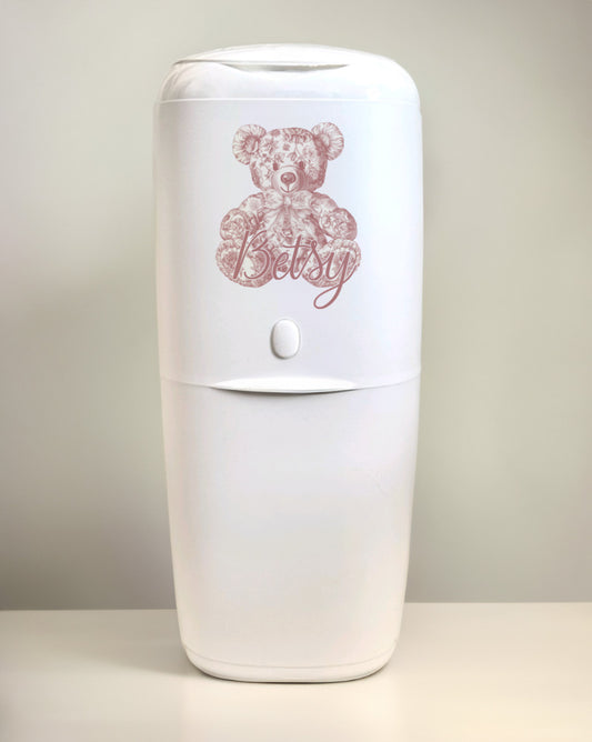 Angelcare Nappy Disposal System with 1 Refill Personalised Vintage Bear Pink