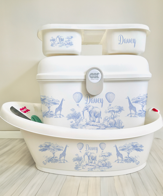 Ok baby bath personalised Safari Blue