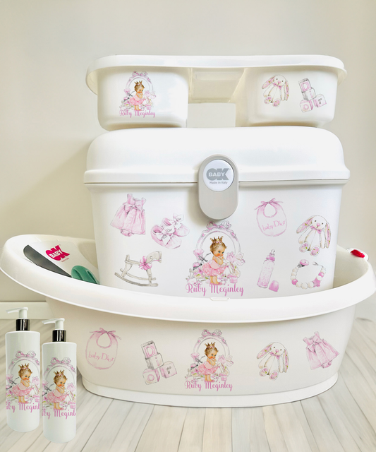 Ok Baby Personalised Lux Pink Blonde Hair Baby Bath set