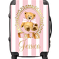 Personalised Suitcase stipe bear pink