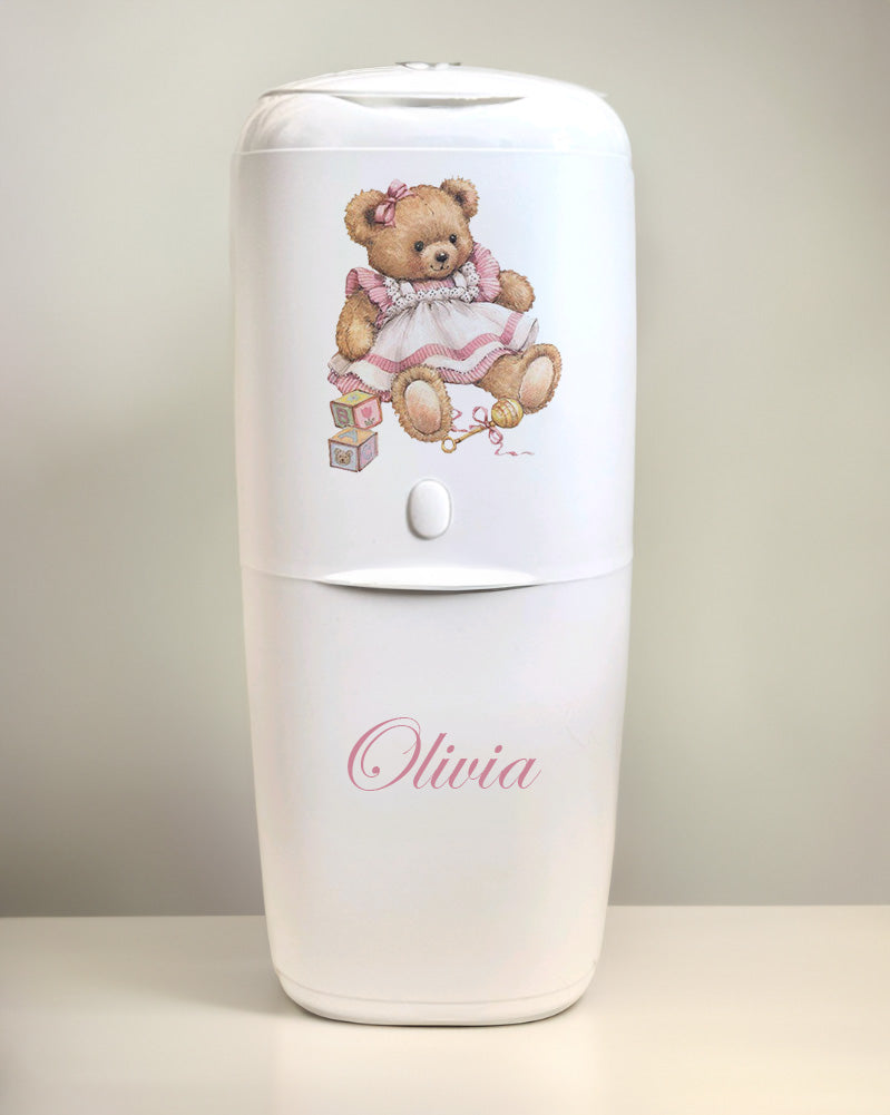 Angelcare Nappy Disposal System with 1 Refill Personalised Vintage Bear