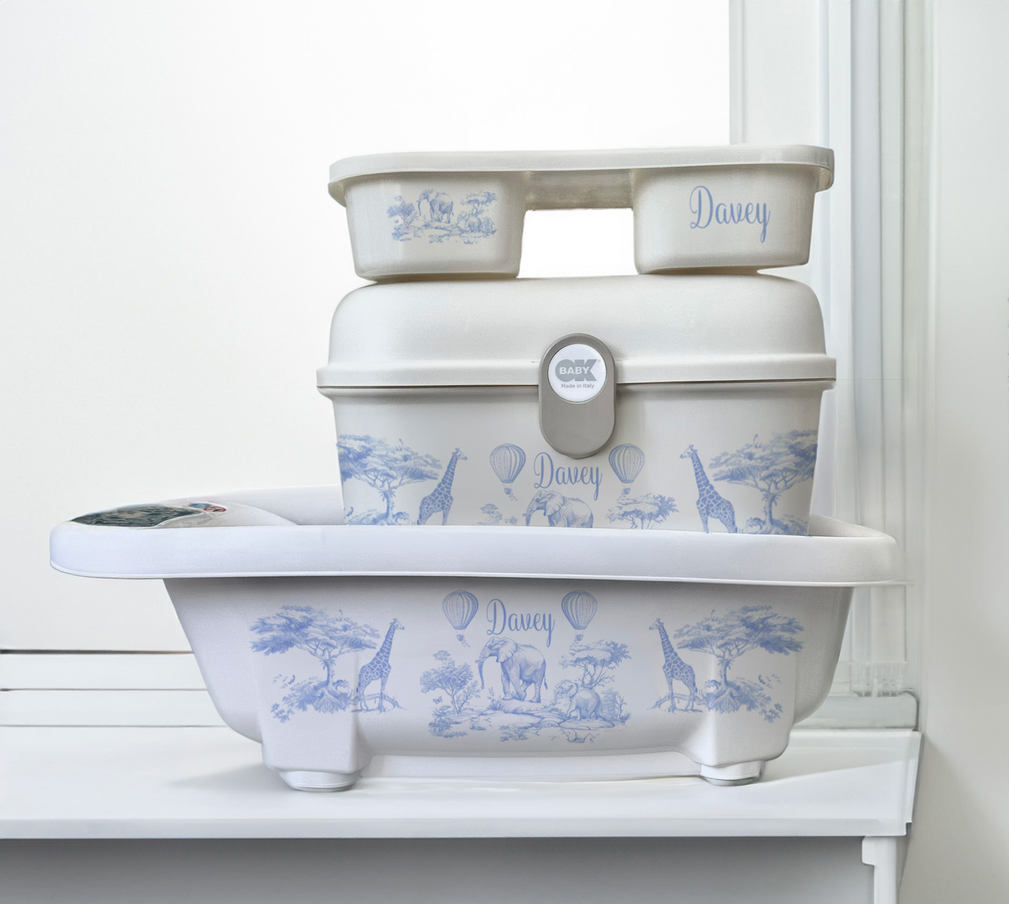 Aqua scale & Ok Baby Bath safari blue