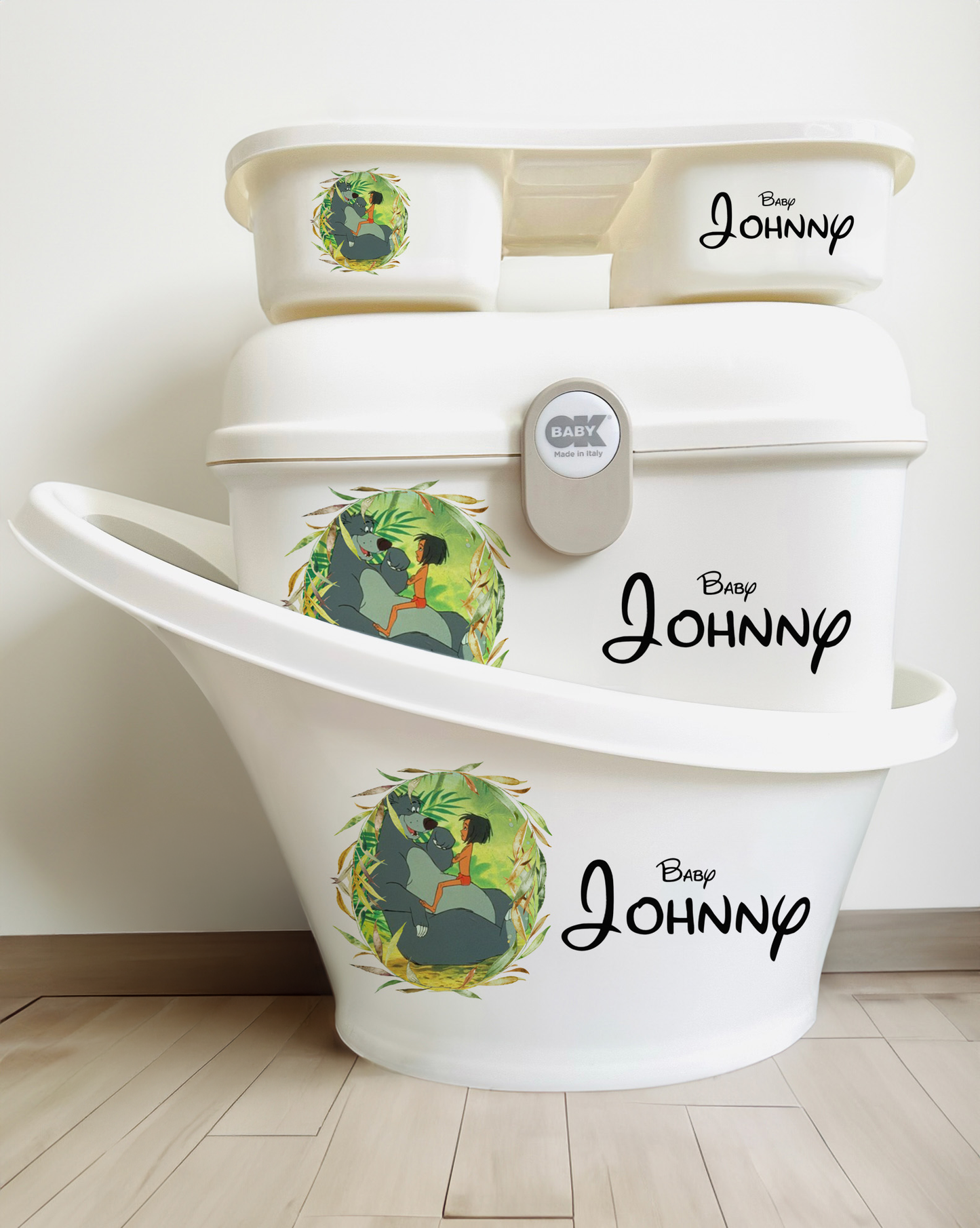 Shnuggle bath personalised set D jungle