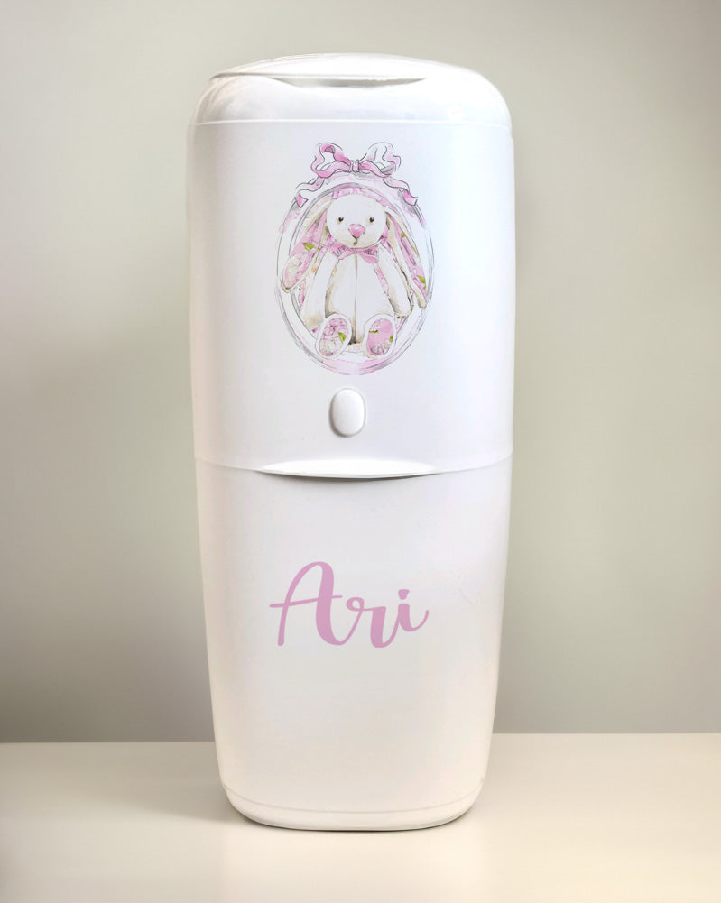 Angelcare Nappy Disposal System with 1 Refill Personalised Pink Bunny