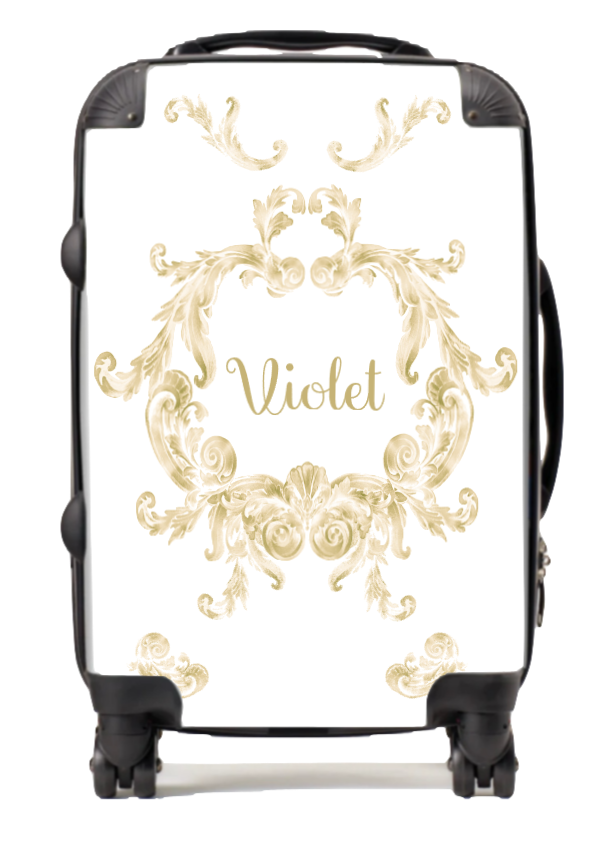 Personalised Gold Swirl Suitcase