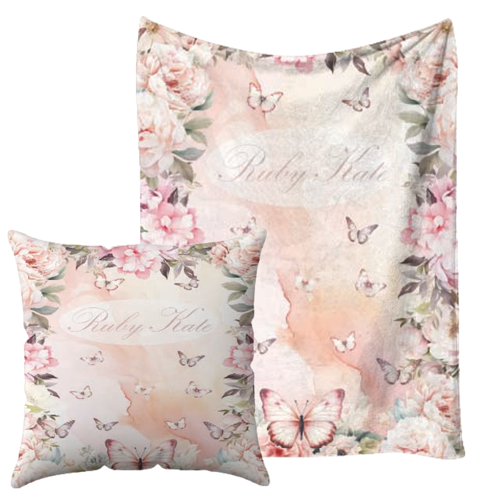 Personalised Butterflys Blanket and pillow sets