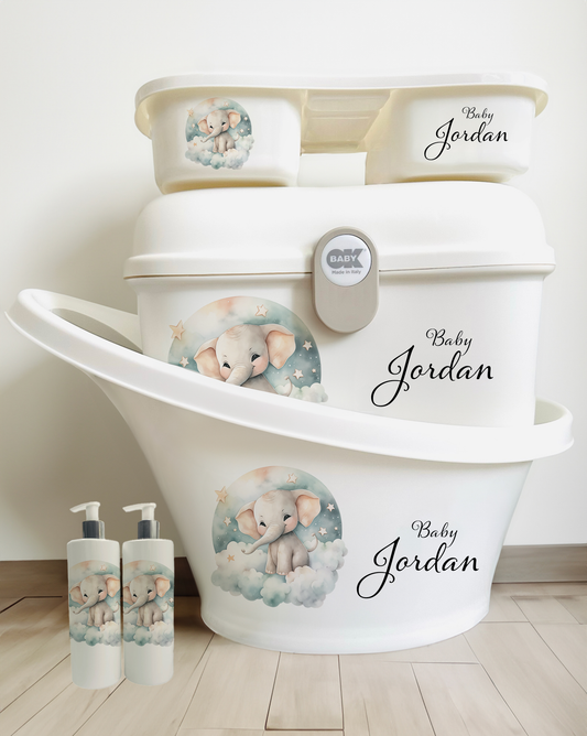 Shnuggle bath personalised Sweet Dreams Elephant Bath set